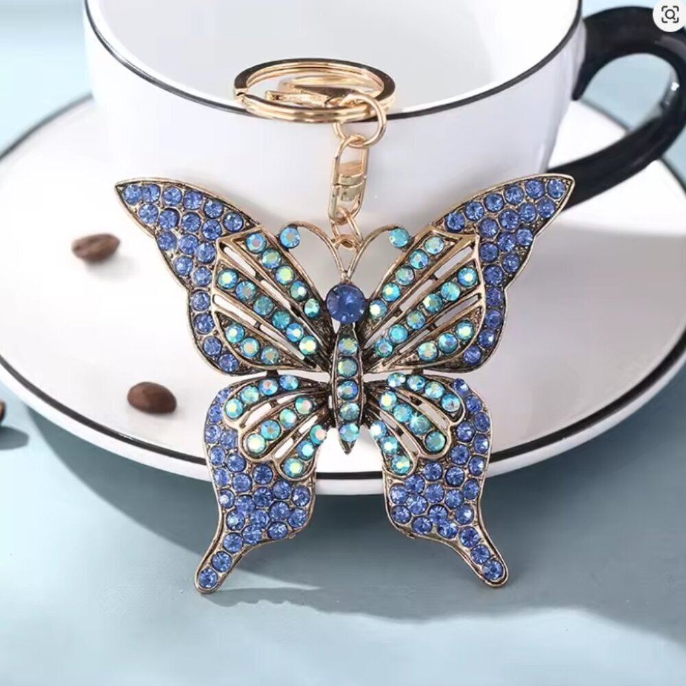 Crystal Hollow Butterfly Metal European And American Keychain Pendant Creative - Picture 1 of 6